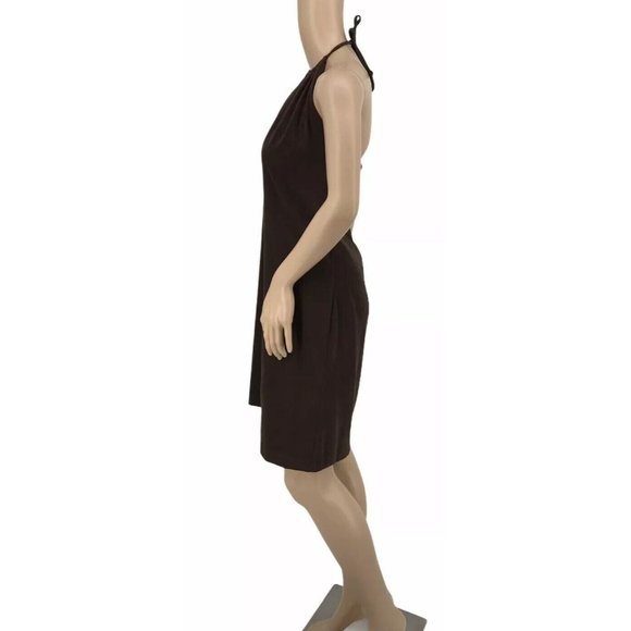 Alyn Paige New York Halter Dress 13/14 Brown  Keyhole Front Mini Sleeveless - Picture 5 of 6